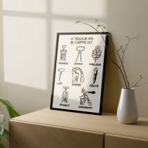 Affiche illustrée vin copain - Le meilleur ami de l'homme - Idée cadeau Noël - Cadeau Homme - Cadeau Femme - Cadeau Papa - Cadeau Maman - Cadeau 