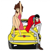 Tela Lupin e Fujiko 500. Misura: 100x100cm