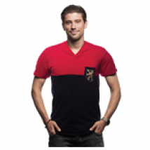 Belgique T-Shirt Pocket Col-V // Rouge - Noire 100% Coton