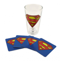 Set Verre et Sous-verres Superman - Logo