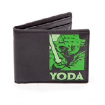 Portefeuille Double Volets Star Wars Logo Vert Maître Yoda Noir, Unisexe