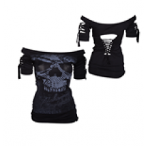 Alchemy - Aea Top Kork Snake Skull -  Black (top Donna )