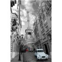 Poster Paris Red Girl Blue Car
