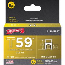 Arrow T59 Insulated Staples 8mm Clear Pack of 300