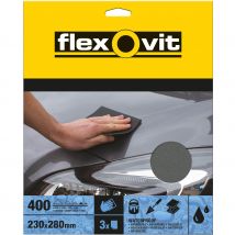 Flexovit Waterproof Sandpaper Fine Pack of 3