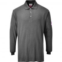 Modaflame Mens Flame Resistant Antistatic Long Sleeve Polo Shirt Grey L