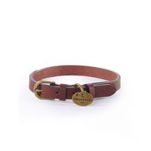 Le Chameau - Collier Pour Chien En Coton Ciré Et Cuir - Vert Chameau - Taille M
