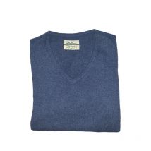 Lovergreen - Pull En Cachemire Et Laine Col V Femme - Bleu - Taille 44 / L
