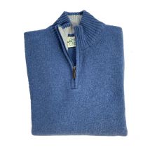 Lovergreen - Pull Col Zippé Lambswool - bleu jeans