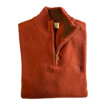 Lovergreen - Pull Col Zippé Lambswool - Brique - Taille 3XL