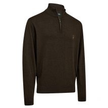 Deerhunter - Pull Col Zippé Harrington - Brown Melange - Taille 2XL