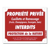 Unifrance - Panneau Propriété Privée - Cueillette Et Ramassage Interdite