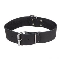 Vadigran - Collier Large Cuir Huilé 55cmx40mm L - Noir