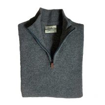 Lovergreen - Pull Col Zippé Lambswool - Gris chiné - Taille S