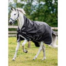 Horseware - COUVERTURE RAMBO WUG TURNOUT HVY 400G HORSEWARE Black/Thunderstorm Grey & Silver;taille