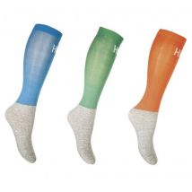 HKM - CHAUSSETTES MICROCOTTON COULOUR HKM Bleu / Vert / Orange;pointure