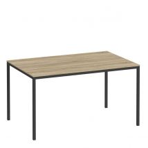 Family Dining Table 140Cm Oak Effect Table Top With Black Legs