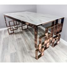 Native Home & Lifestyle 4 Seater Marble Glass Rose Gold Dining Table