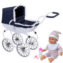 Halsall Toys Bella Rosa Dolls Pram with Baby Joy Doll Bundle, 3+ years