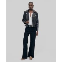 Black Leather Biker Jacket - The Kooples