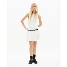 Short Dress In Ecru Pleated Mesh - The Kooples