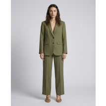 Wide-leg Suit Pants In Khaki Linen - The Kooples