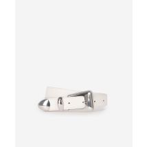 Ceinture Boucle Western Argentée En Cuir Ecru pour Femme - Taille 2 - The Kooples