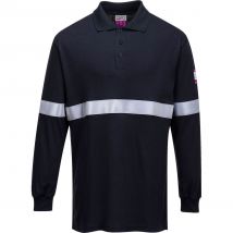 Modaflame Mens Anti Static Flame Resistant Long Sleeve Polo Shirt Navy S