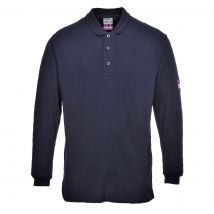 Modaflame Mens Flame Resistant Antistatic Long Sleeve Polo Shirt Navy 4XL