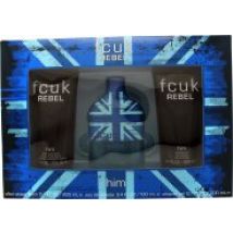 FCUK Rebel For Him Gift Set 100ml EDT + 200ml Shower Gel + 200ml Aftershave Balm