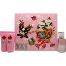 DSquared2 Wood For Her Gift Set 50ml EDT + 50ml Body Lotion + 50ml Shower Gel