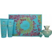 Versace Pour Femme Dylan Turquoise Gift Set 100ml EDT + 100ml Shower Gel + 100ml Body Lotion + 5ml EDT