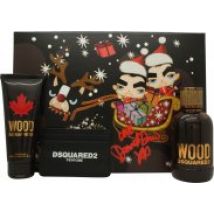 DSquared2 Wood For Him Gift Set 100ml EDT + 100ml Shower Gel + Pouch