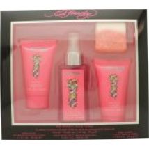 Ed Hardy Women Gift Set 100ml Body Mist + 50ml Body Wash + 50ml Body Lotion + 75g Bath Fizz