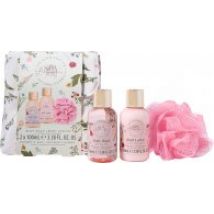 The Kind Edit Co. Spa Botanique Mini Shower Gift Set 100ml Body Wash + 100ml Body Lotion + Shower Flower + Bag