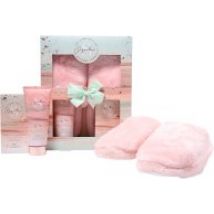 The Kind Edit Co. Signature Slippers Gift Set 150ml Body Wash + 100g Bath Crystals + 1 Pair Slippers