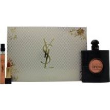 Yves Saint Laurent Black Opium Gift Set 90ml EDP + 10ml EDP + Mini Rouge Pur Couture Lipstick Nu Muse