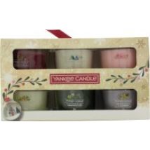 Yankee Candle Votive Candle Gift Set 6 x 37g Votive Candle (Snow Globe Wonderland, Snowflake Kisses, Peppermint Pinwheels, White Spruce & Grapefruit, Silver Sage & Pine and Smoked Vanilla & Cashmere)