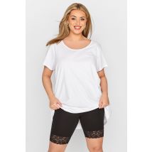 Yours For Good Curve Black Lace Trim Stretch Cycling Shorts, Women's Curve & Plus Size, Yours For Good