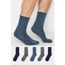 Size 6-11 Mens Badrhino Blue & Grey 5 Pack Socks Big & Tall
