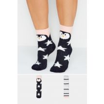 Yours 2 Pack Black Star & Stripe Print Cosy Ankle Socks