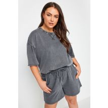 Limited Collection Curve Grey Acid Wash Jogger Shorts, Women's Curve & Plus Size, Limited Collection