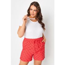 Limited Collection Curve Coral Orange Broderie Anglaise Shorts, Women's Curve & Plus Size, Limited Collection