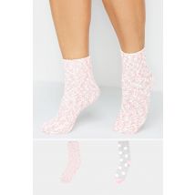 Yours 2 Pack Pink & Grey Cosy Textured Ankle Socks