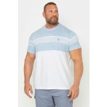 Size 5Xl Mens U.S. Polo Assn. Big & Tall Blue & White Colour Block Stripe Tshirt Big & Tall