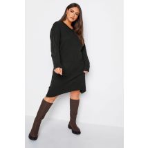 Yours Curve Black Vneck Knitted Jumper Dress, Women's Curve & Plus Size, Yours