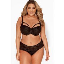 Yours curve black lace low rise brazilian knickers