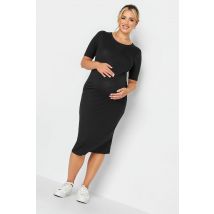 Bump It Up Maternity Black Short Sleeve Midi Dress, Women's Curve & Plus Size, Bump It Up