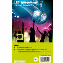 7even LED Spiegelkugel 20cm mit Batteriemotor und Farbwechsel / LED-Spiegelku...