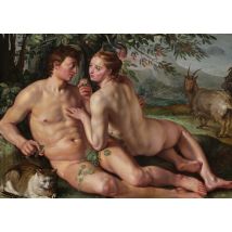 Liefde kunstkaart met Adam en Eva